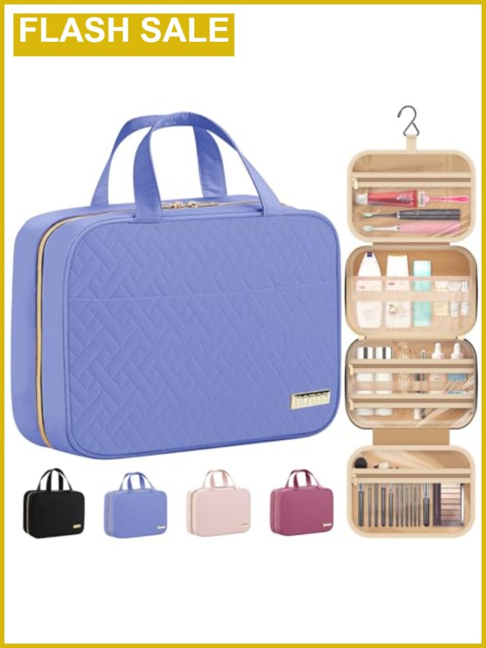 Hanging Travel Toiletry Bag Compact Spacious Waterproof Zipper